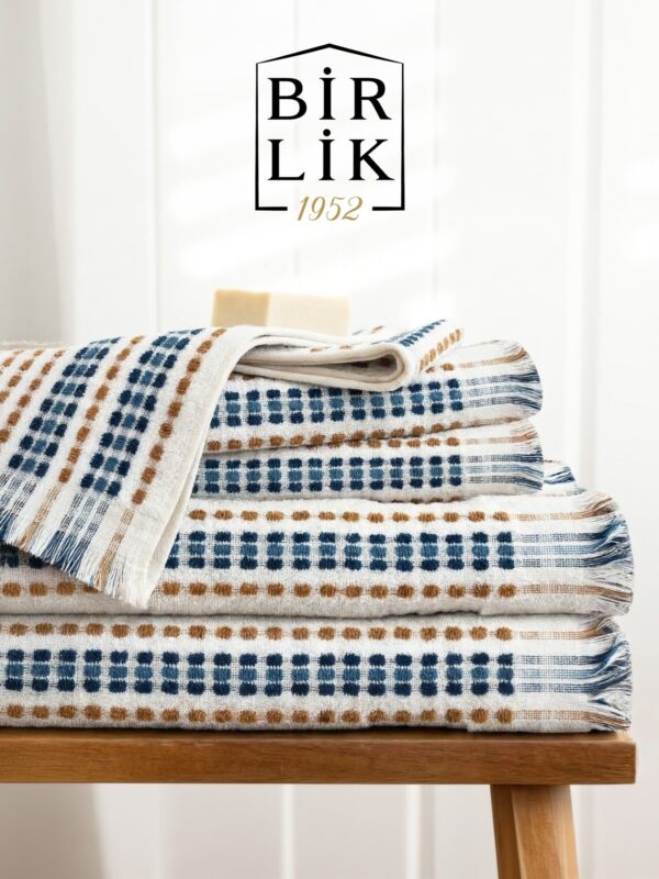 Otantik Pamuklu Bubble Nohut El ve Banyo Havlusu Efes Mavi