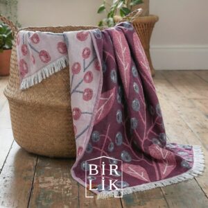 Pamuklu Etamin Jakarlı Peştemal Cranberry