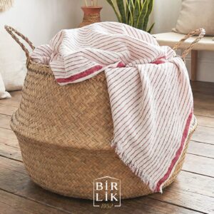 birlik1952 vivamaison muslin 2 3 4 layer gauze soft pestemal beach towel plaj havlusu striped toptan whosale turkey cotton red kırmızı