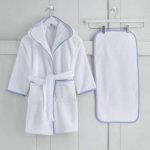 Lunanino Bornoz Seti Mavi Ekose Biyeli | %100 Pamuk