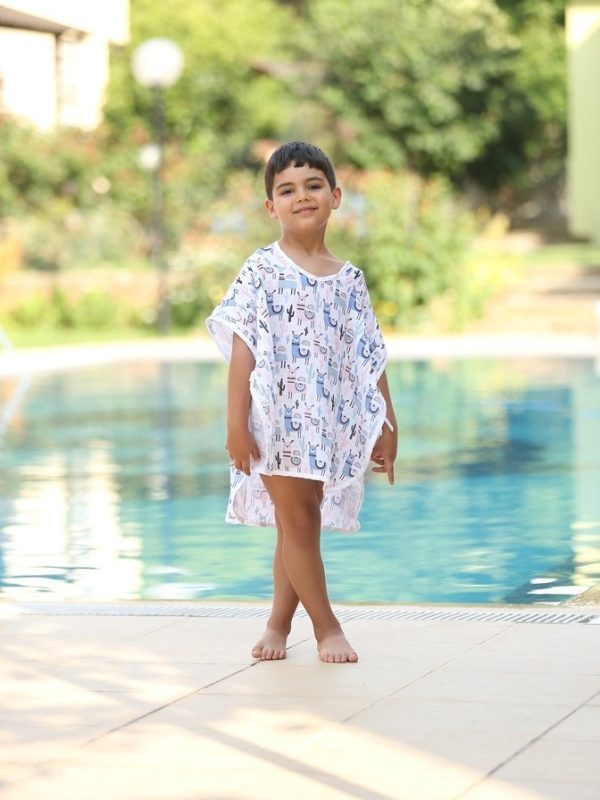 birlik1952 lunanino müslin bebek çocuk panço poncho müslin kumaş fabric muslin double gauze printed lama