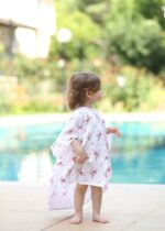 birlik1952 lunanino müslin bebek çocuk panço poncho müslin kumaş fabric muslin double gauze printed flamingo