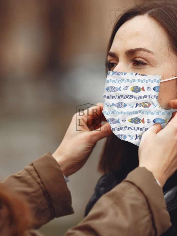 birlik1952 desenli yıkanabilir kumaş maske korona virüs