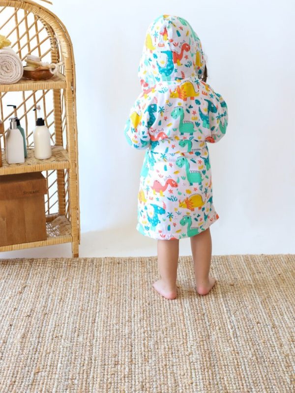 birlik1952 2 kat müslin kumaş gauze bathrobe robe bornoz baby child baskılı printed whosale toptan tekstil denizli dino