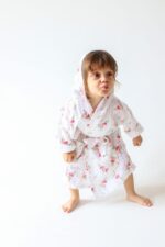 birlik1952 2 kat müslin kumaş gauze bathrobe robe bornoz baby child baskılı printed whosale toptan tekstil denizli flamingo