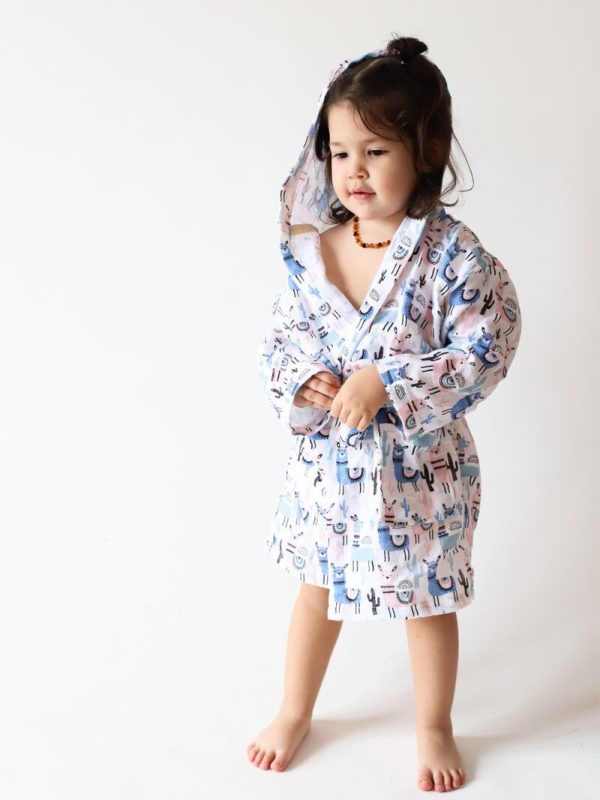 birlik1952 2 kat müslin kumaş gauze bathrobe robe bornoz baby child baskılı printed whosale toptan tekstil denizli lama