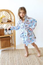 birlik1952 2 kat müslin kumaş gauze bathrobe robe bornoz baby child baskılı printed whosale toptan tekstil denizli marin