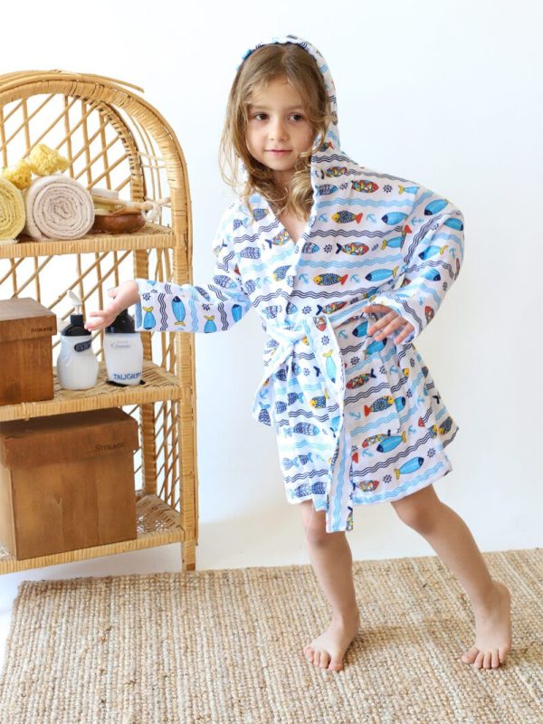 birlik1952 2 kat müslin kumaş gauze bathrobe robe bornoz baby child baskılı printed whosale toptan tekstil denizli marin