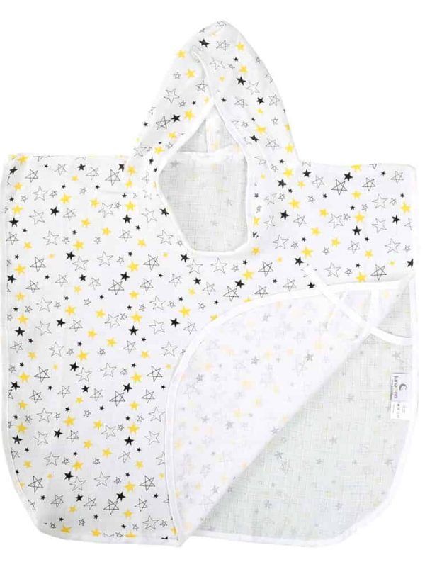 birlik1952 lunanino müslin bebek çocuk panço poncho müslin kumaş fabric muslin double gauze printed yıldız