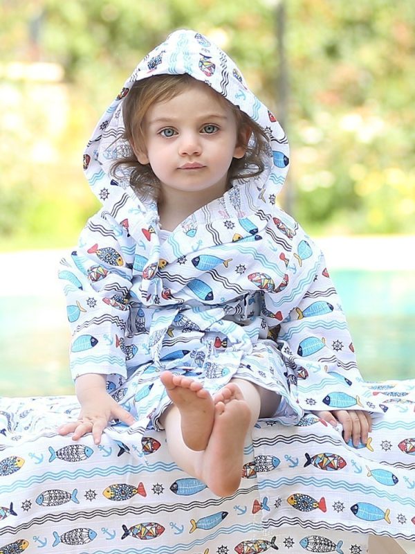 birlik1952 lunanino müslin bebek çocuk panço poncho müslin kumaş fabric muslin double gauze printed marin