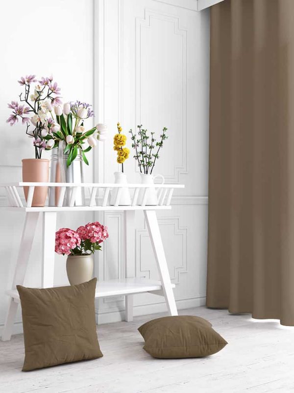 çok amaçlı kumaş tek kanat perde soluk kahve