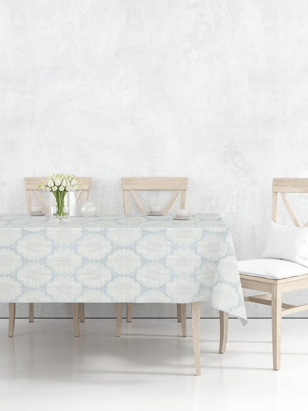 dertsiz masa örtüsü papatya antrasit mavi