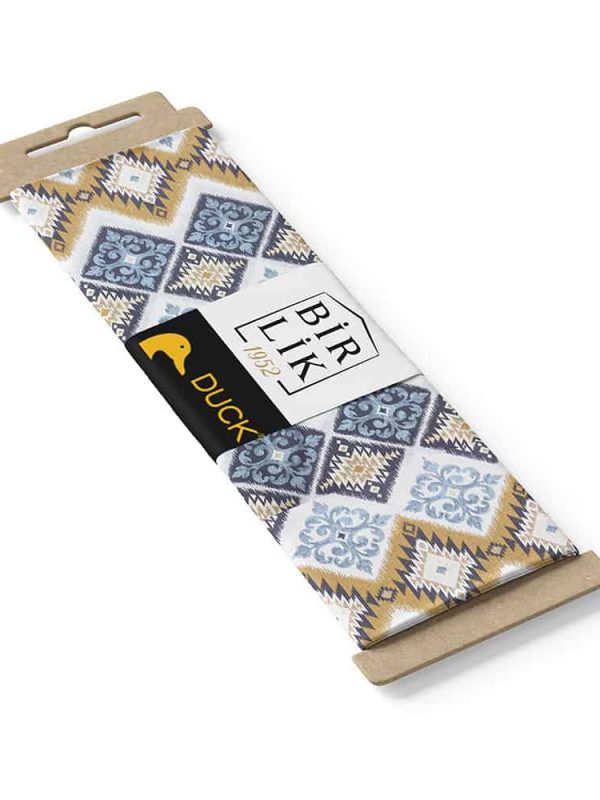 duck kumaş geleneksel geometrik desen mavi