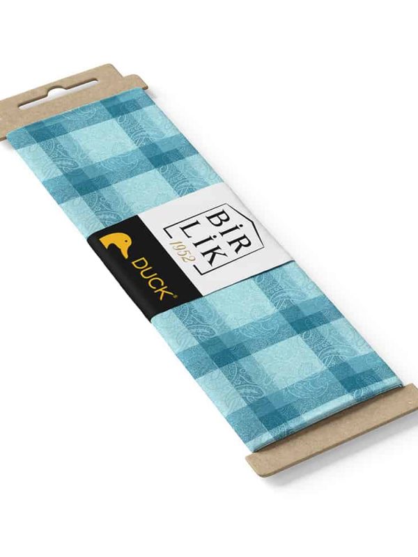 duck kumaş şal ekose desen turkuaz