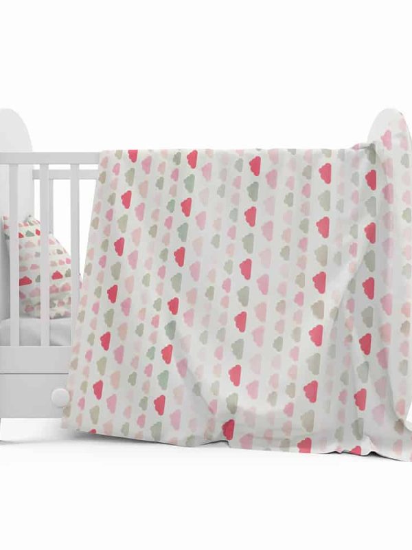 bebek nevresim takımı sıralı bulutlar pembe