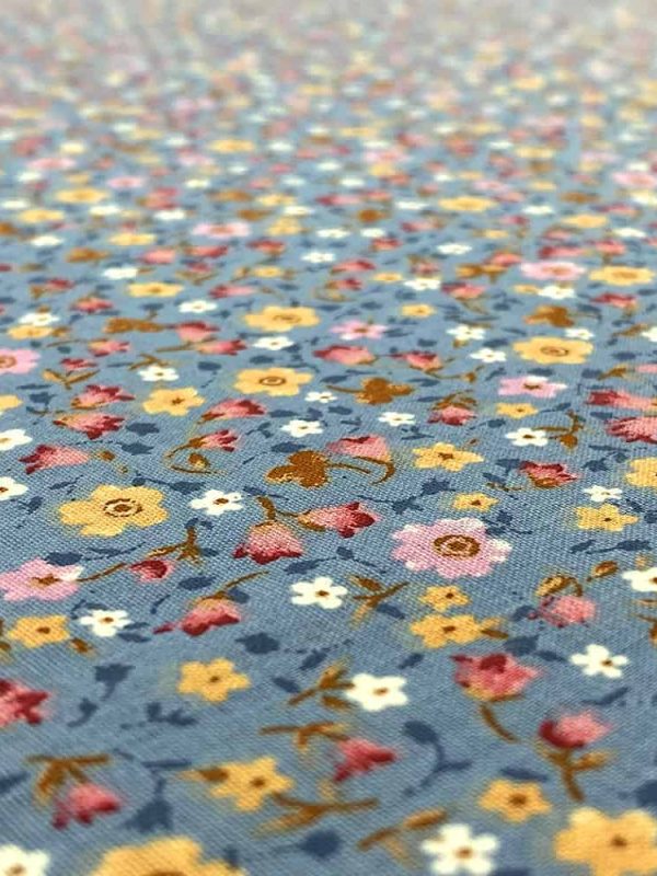 birlik1952 poplin perkal kumaş pamuklu çıtır desen bondi mavi