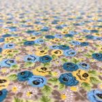 Poplin %100 Pamuklu Kumaş Çıtır Çiçek Desen Sarı Mavi - Görsel 2