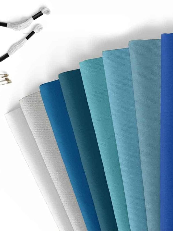 işlemelik etamin kumaşı mavi tonlar