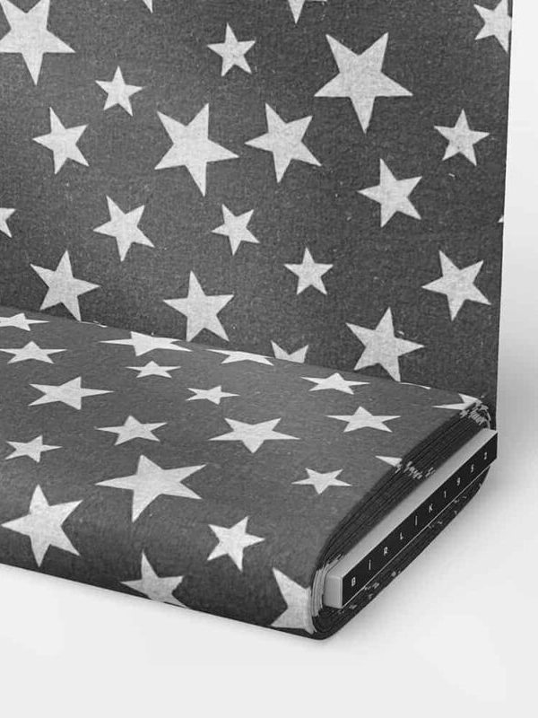 birlik1952 ipliq flanel pazen battaniye yıldız antrasit kumaş