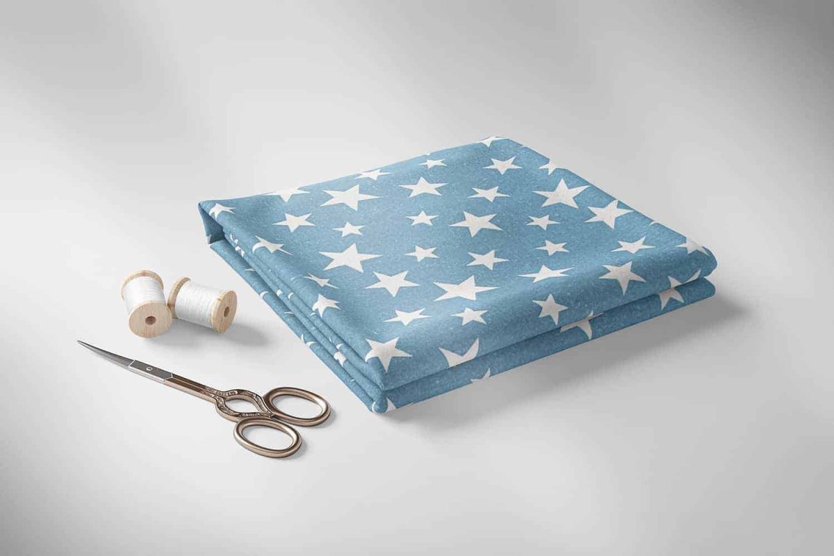 birlik1952 ipliq flanel pazen battaniye yıldız kumaş mavi