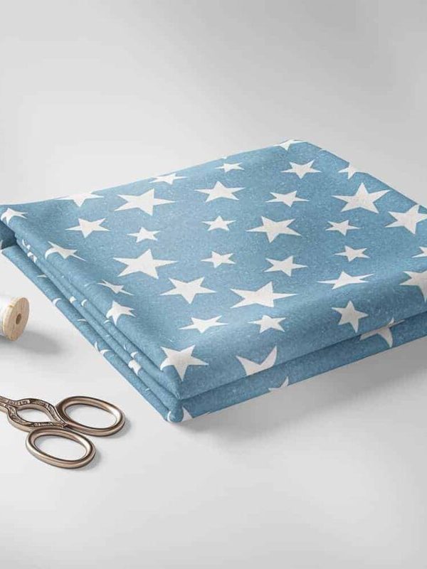 birlik1952 ipliq flanel pazen battaniye yıldız kumaş mavi