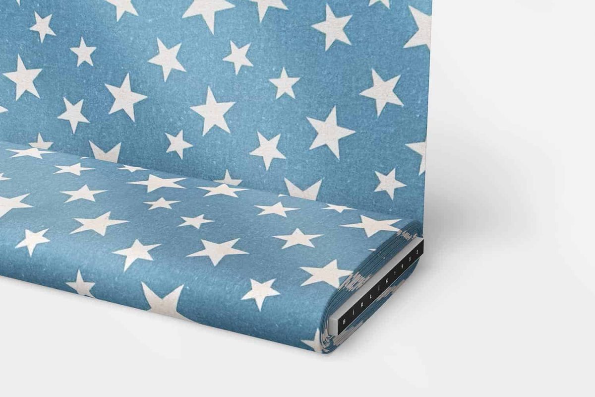 birlik1952 ipliq flanel pazen battaniye yıldız mavi kumaş