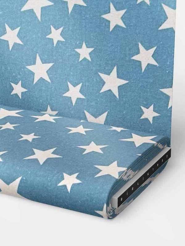 birlik1952 ipliq flanel pazen battaniye yıldız mavi kumaş