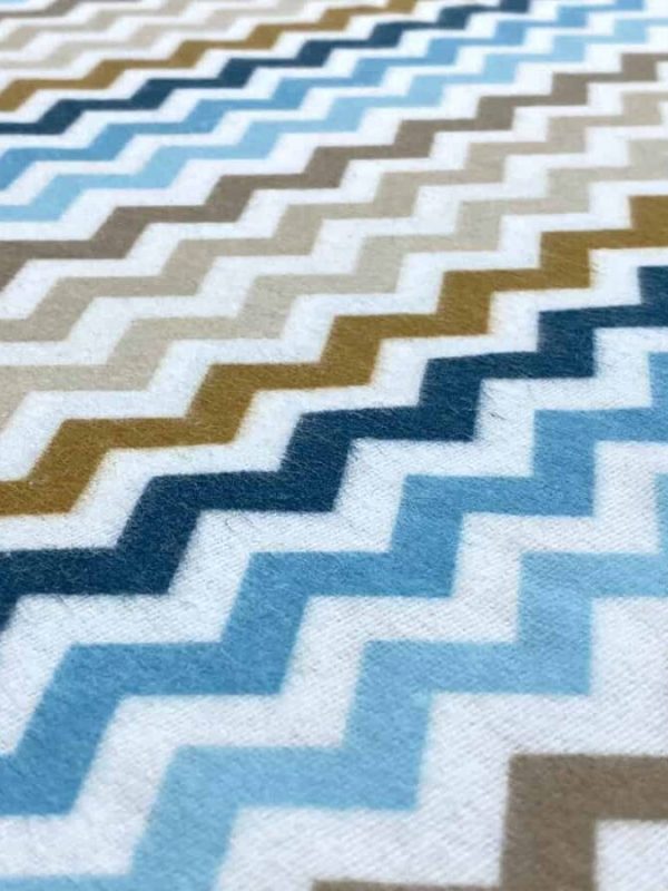 birlik1952 ipliq flanel pazen battaniye zigzag mavi