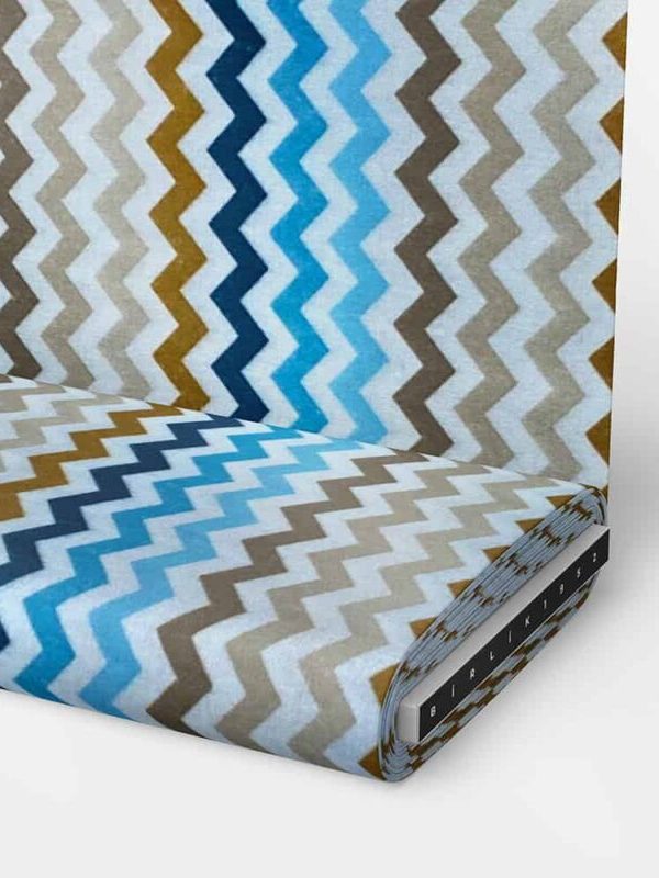 birlik1952 ipliq flanel pazen battaniye zigzag mavi kumaş