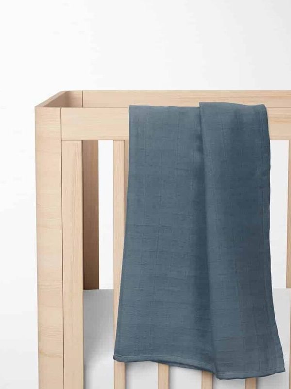 birlik1952 lunanino müslin çok amaçlı battaniye pamuklu indigo mavi