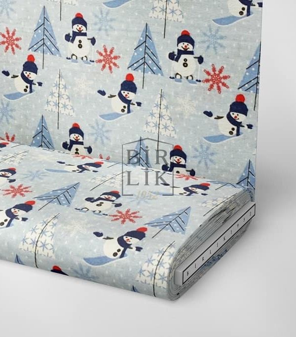 birlik1952 ipliq flanel pazen kumaş kışlık kardan adam yılbaşı