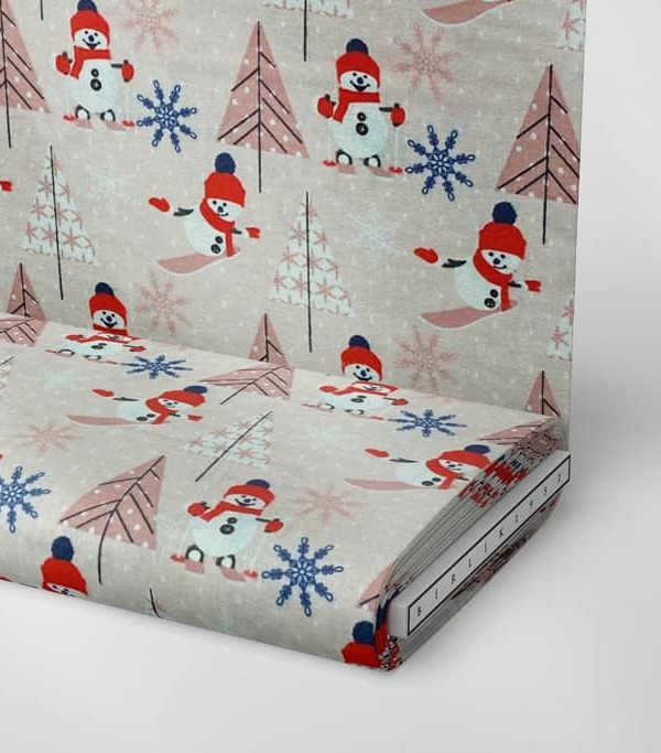 birlik1952 ipliq flanel pazen kumaş kışlık kardan adam yılbaşı