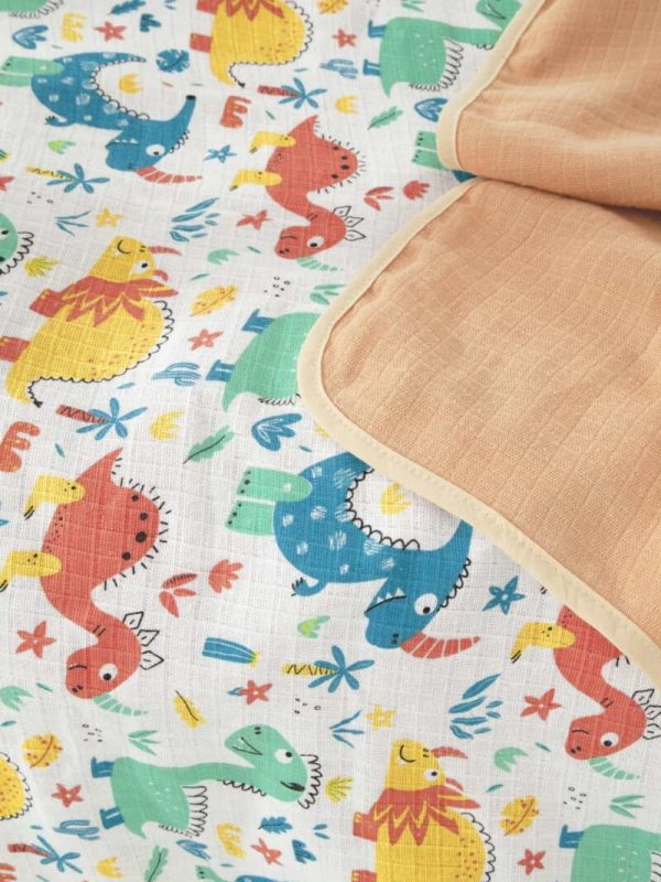 birlik1952 ipliq lunanino çift taraflı müslin battaniye dinozor