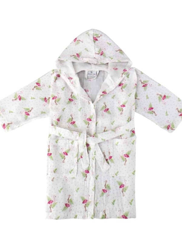 Birlik1952 lunanino ipliq bebek çocuk müslin bornoz flamingo