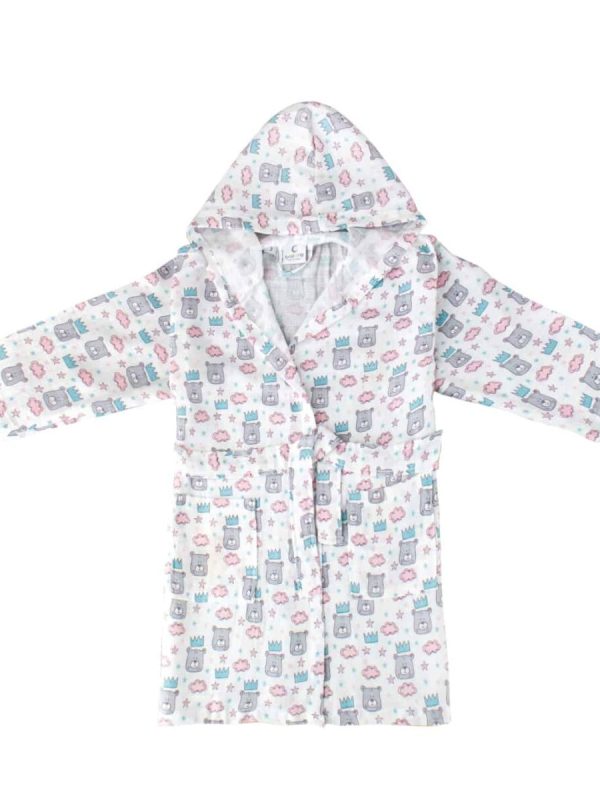 Birlik1952 lunanino ipliq bebek çocuk müslin bornoz kral ayı