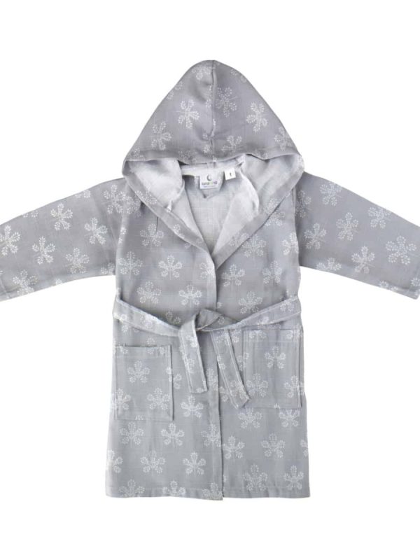 Birlik1952 lunanino ipliq bebek çocuk müslin bornoz antrasit kar