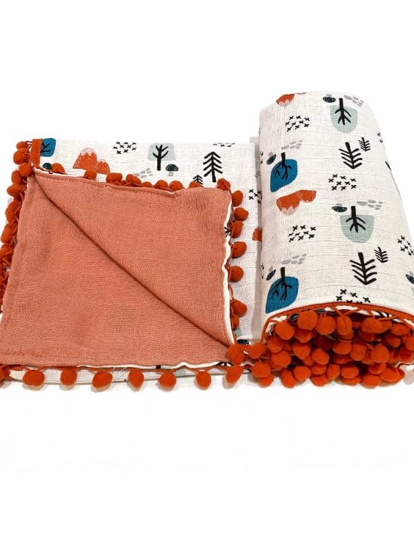 birlik1952 ipliq müslin pike kumaş battaniye çift katlı kral ağaç teracotta