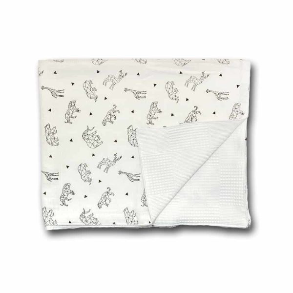birlik1952 ipliq müslin pike kumaş battaniye çift katlı geometrik hayvanlar