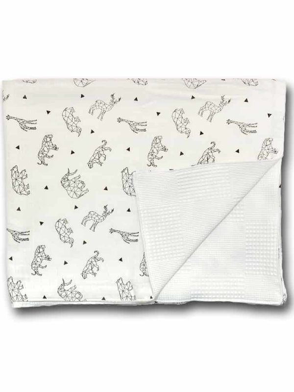 birlik1952 ipliq müslin pike kumaş battaniye çift katlı geometrik hayvanlar