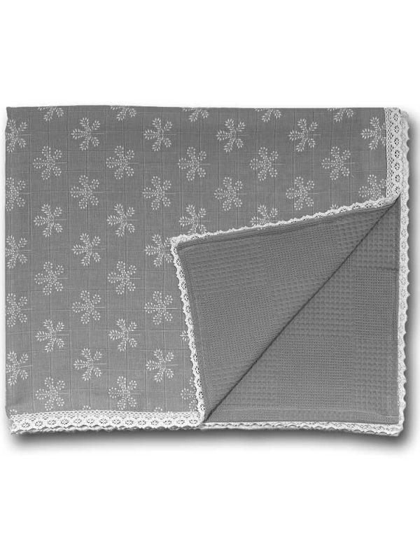 birlik1952 ipliq müslin pike kumaş battaniye çift katlı antrasit kar tanesi lunanino