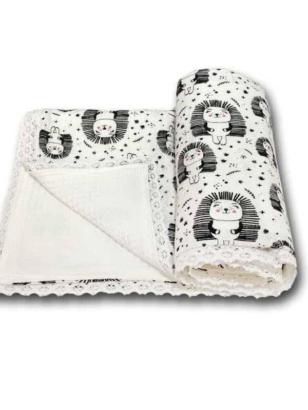 birlik1952 ipliq müslin pike kumaş battaniye çift katlı kirpi lunanino dantel