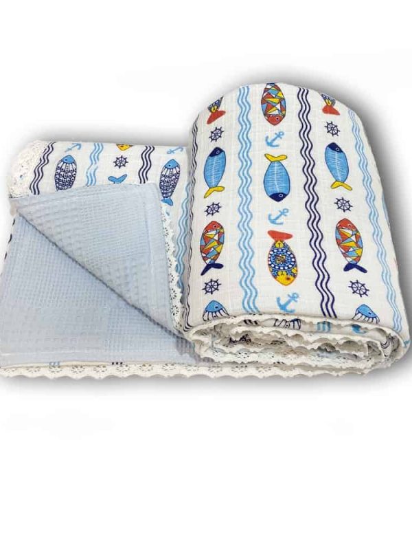 birlik1952 ipliq müslin pike kumaş battaniye çift katlı marin lunanino dantel