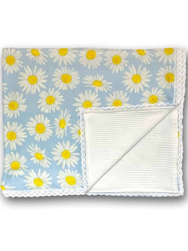 birlik1952 ipliq müslin pike kumaş battaniye çift katlı papatya daisy lunanino dantel