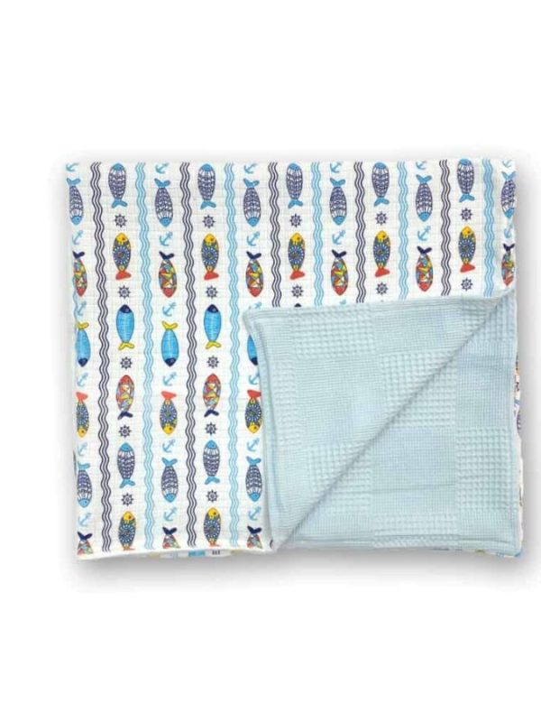 birlik1952 ipliq müslin pike kumaş battaniye çift katlı marin