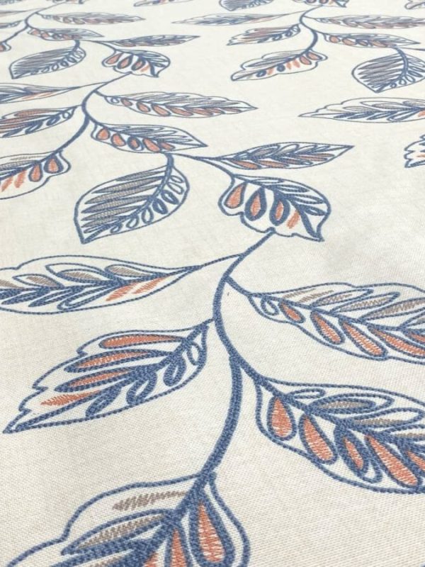 birlik1952 duck döşemelik kumaş nakış yapraklar mavi