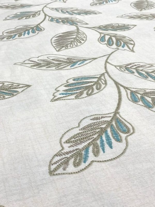 birlik1952 duck döşemelik kumaş nakış yapraklar turkuaz