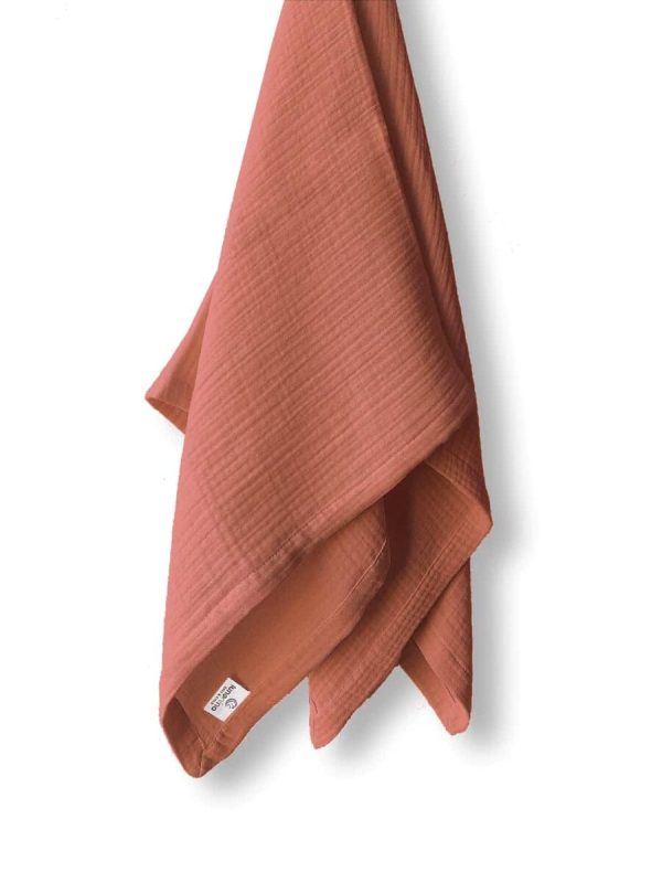 birlik1952 ipliq crinkle 4 kat multi müslin battaniye terracota kiremit