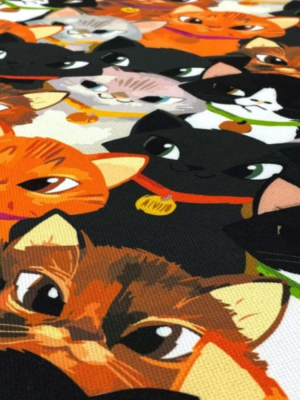 birli1952 dijital baskı digital print fabric kumaş cat kedi