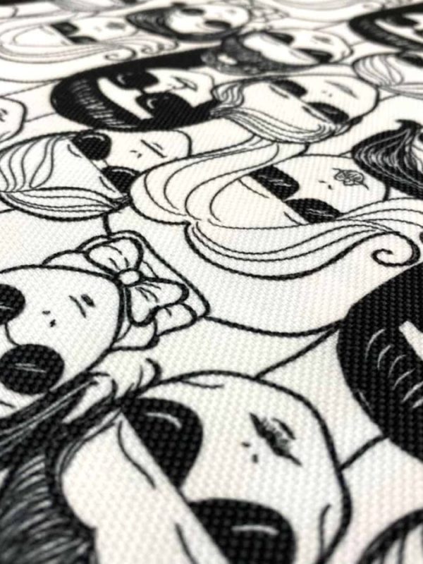 birli1952 dijital baskı digital print fabric kumaş faces yüzler b&w