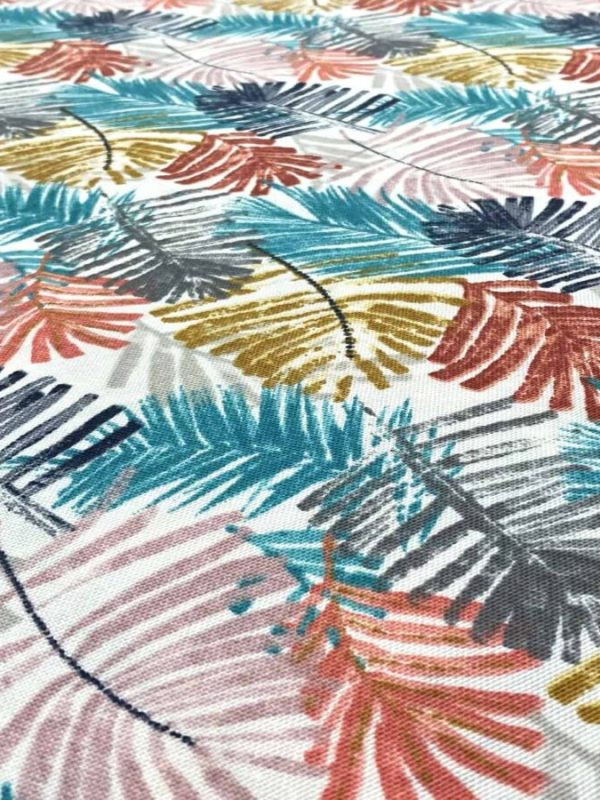 birlik1952 duck döşemelik kumaş palmiye mavi kırmızı